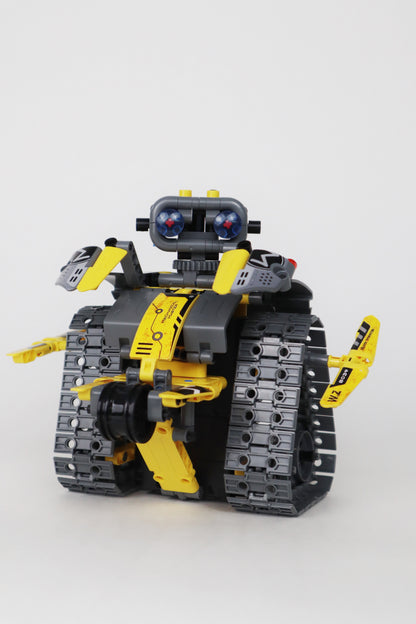 Robot Dinozaur cu telecomanda Building Blocks S.T.E.M, Programabil 3 in 1, pentru interior si exterior, Negru/Galben - Brainy Crafts