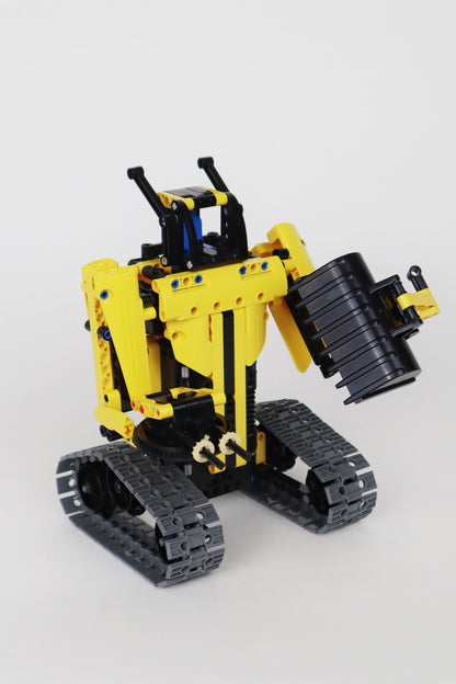 Robot Excavator cu telecomanda Building Blocks S.T.E.M, Programabil 3 in 1, Echipament de constructie, Interior si exterior, Negru/Galben - Brainy Crafts